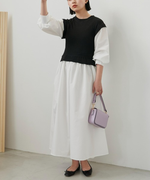 Aunt Marie's（アントマリーズ）の「ミニベストドッキングシャツワンピース / 低身長向けSサイズ展開有（ワンピース・レディース・パープル/アイボリー/ブラック・FREE/S）」の10枚目の写真