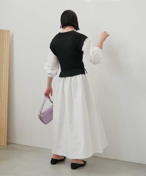 Aunt Marie's（アントマリーズ）の「ミニベストドッキングシャツワンピース / 低身長向けSサイズ展開有（ワンピース・レディース・パープル/アイボリー/ブラック・FREE/S）」の9枚目の写真