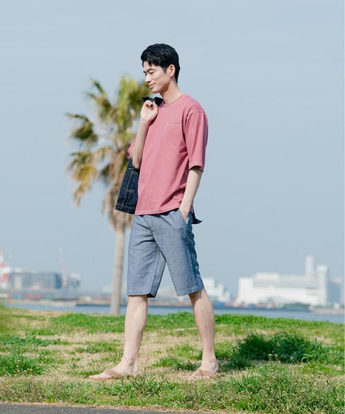 Blue Standard (ブルースタンダード)の「【BLUE STANDARD/ブルースタンダード】汗染みの目立ちにくいTシャツ ZEROSTAIN 配色ステッチビッグTシャツ(Tシャツ/カットソー・メンズ・ピンク系その他/ベージュ/アイボリー/ブラック/サックスブルー・MEDIUM/X-LARGE/LARGE)」の22枚目の写真