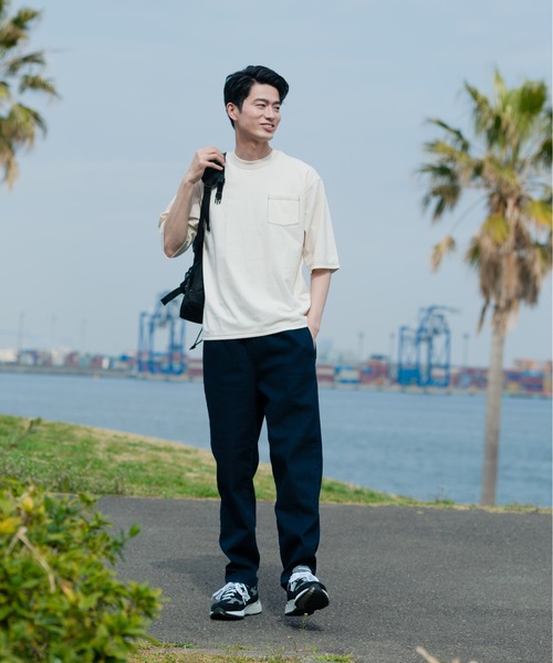 Blue Standard (ブルースタンダード)の「【BLUE STANDARD/ブルースタンダード】汗染みの目立ちにくいTシャツ ZEROSTAIN 配色ステッチビッグTシャツ(Tシャツ/カットソー・メンズ・ピンク系その他/ベージュ/アイボリー/ブラック/サックスブルー・MEDIUM/X-LARGE/LARGE)」の10枚目の写真
