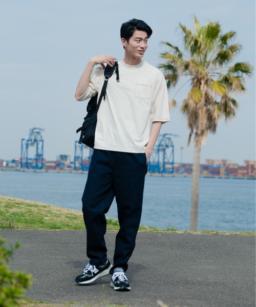 Blue Standard (ブルースタンダード)の「【BLUE STANDARD/ブルースタンダード】汗染みの目立ちにくいTシャツ ZEROSTAIN 配色ステッチビッグTシャツ(Tシャツ/カットソー・メンズ・ピンク系その他/ベージュ/アイボリー/ブラック/サックスブルー・MEDIUM/X-LARGE/LARGE)」の11枚目の写真