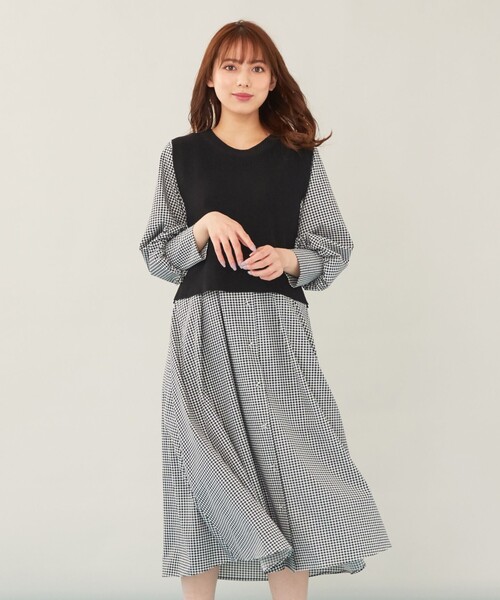 新しいスタイルメーカー直販 2set ニットベスト パフスリーブワンピース Sis エニィスィス のワンピース ツインセット ワンピース Onward 大きいサイズ Any Any Sis エニィスィス のファッション 爆安納得できる割引