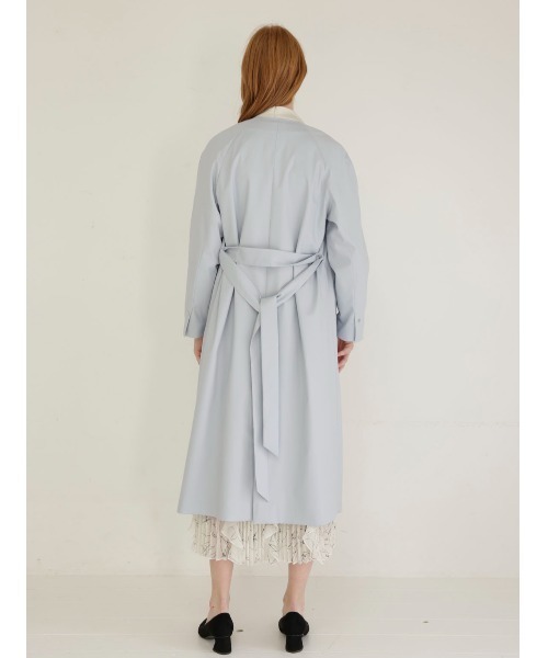 TONAL(トーナル)の「【削除】ビックラペル2WAYロングコート(ノーカラーコート・レディース・ベージュ/サックスブルー/ピンク/モカ・38/36)」の12枚目の写真