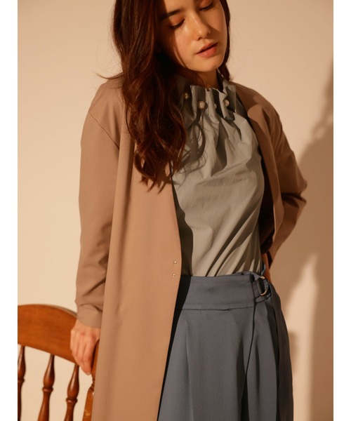 TONAL(トーナル)の「【削除】ビックラペル2WAYロングコート(ノーカラーコート・レディース・ベージュ/サックスブルー/ピンク/モカ・38/36)」の5枚目の写真