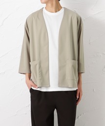 URBAN COLLECTION | 梨地ボタンレス7分袖カーディガン+半袖Tシャツ セット アンサンブル(カーディガン/ボレロ)