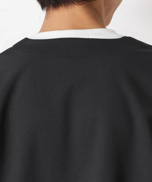 URBAN COLLECTION（アーバンコレクション）の「梨地ボタンレス7分袖カーディガン+半袖Tシャツ セット アンサンブル（カーディガン/ボレロ・メンズ・ブラック/ネイビー/チャコール/グレイッシュベージュ・L/M/XL）」の12枚目の写真
