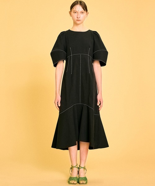 セール コットンストレッチ切替ワンピース ワンピース En Lanvin Lanvin Bleu ランバンオンブルー のファッション