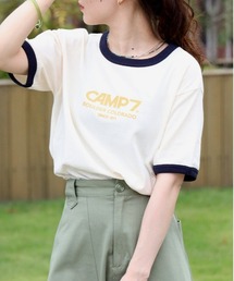 CAMP7 | 【CAMP7】フロッキープリントリンガー半袖Ｔシャツ(Tシャツ/カットソー)
