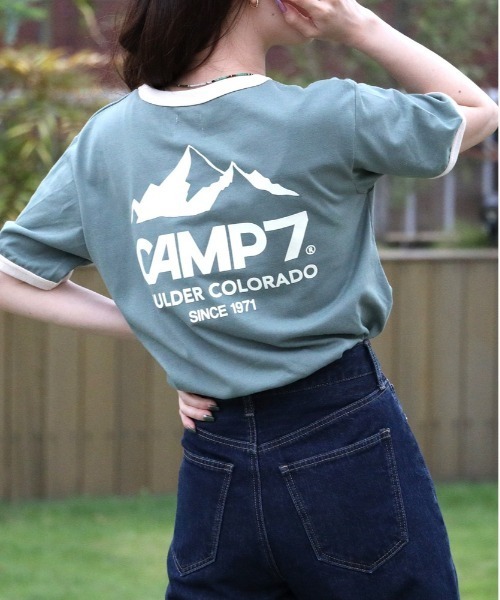 CAMP7（キャンプセブン）の「【CAMP7】フロッキープリントリンガー半袖Ｔシャツ（Tシャツ/カットソー・レディース・ホワイト/グリーン/ブラウン・L/M）」の5枚目の写真