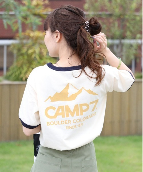 CAMP7（キャンプセブン）の「【CAMP7】フロッキープリントリンガー半袖Ｔシャツ（Tシャツ/カットソー・レディース・ホワイト/グリーン/ブラウン・L/M）」の15枚目の写真