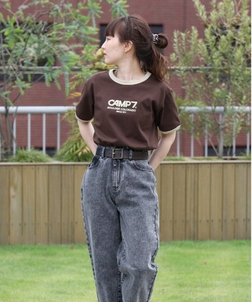 CAMP7（キャンプセブン）の「【CAMP7】フロッキープリントリンガー半袖Ｔシャツ（Tシャツ/カットソー・レディース・ホワイト/グリーン/ブラウン・L/M）」の13枚目の写真