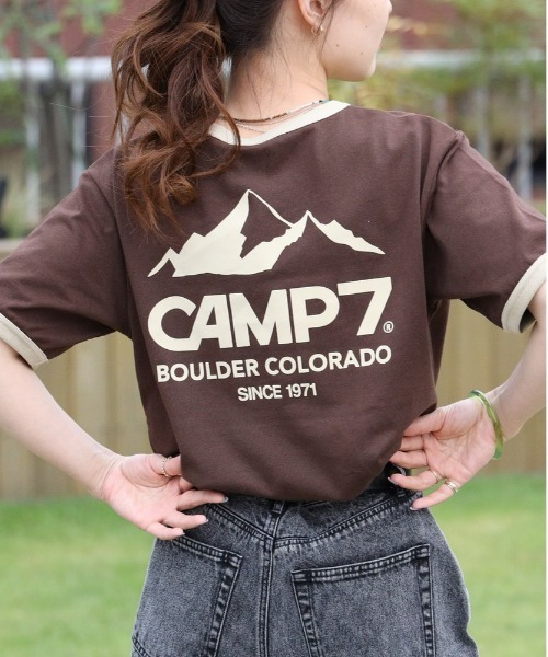 CAMP7（キャンプセブン）の「【CAMP7】フロッキープリントリンガー半袖Ｔシャツ（Tシャツ/カットソー・レディース・ホワイト/グリーン/ブラウン・L/M）」の10枚目の写真