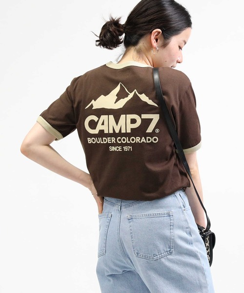 CAMP7（キャンプセブン）の「【CAMP7】フロッキープリントリンガー半袖Ｔシャツ（Tシャツ/カットソー・レディース・ホワイト/グリーン/ブラウン・L/M）」の9枚目の写真