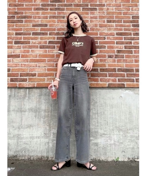 CAMP7（キャンプセブン）の「【CAMP7】フロッキープリントリンガー半袖Ｔシャツ（Tシャツ/カットソー・レディース・ホワイト/グリーン/ブラウン・L/M）」の21枚目の写真