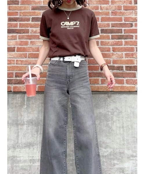 CAMP7（キャンプセブン）の「【CAMP7】フロッキープリントリンガー半袖Ｔシャツ（Tシャツ/カットソー・レディース・ホワイト/グリーン/ブラウン・L/M）」の20枚目の写真