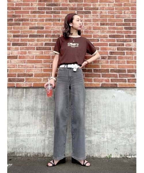 CAMP7（キャンプセブン）の「【CAMP7】フロッキープリントリンガー半袖Ｔシャツ（Tシャツ/カットソー・レディース・ホワイト/グリーン/ブラウン・L/M）」の19枚目の写真