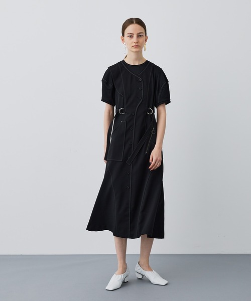 UNITED TOKYO（ユナイテッドトウキョウ）の「ラウンドスリーブピケワンピース（チュニック・レディース・ブラック/ホワイト・1/2）」の19枚目の写真