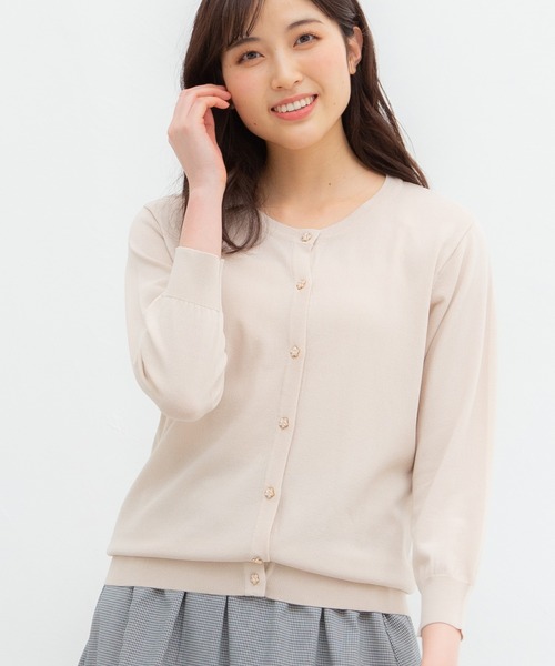 Honeys（ハニーズ）の「８分袖変わり釦カーデ（カーディガン/ボレロ・レディース・ブラック/ネイビー/ベージュ/ホワイト/グリーン/レッド/ライトグレー・LL/L/M/S）」の5枚目の写真