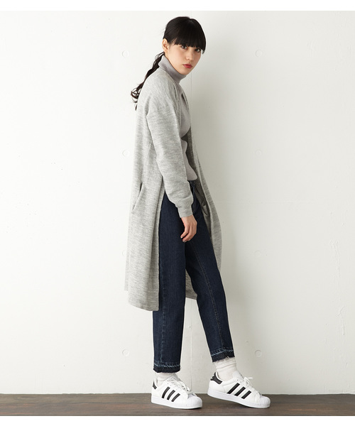 MOUSSY（マウジー）の「OVER-WASHED WOOL LONG KNIT CDK（カーディガン/ボレロ・レディース・ライトグリーン/オフホワイト/ネイビー/トップグレー・FREE）」の3枚目の写真