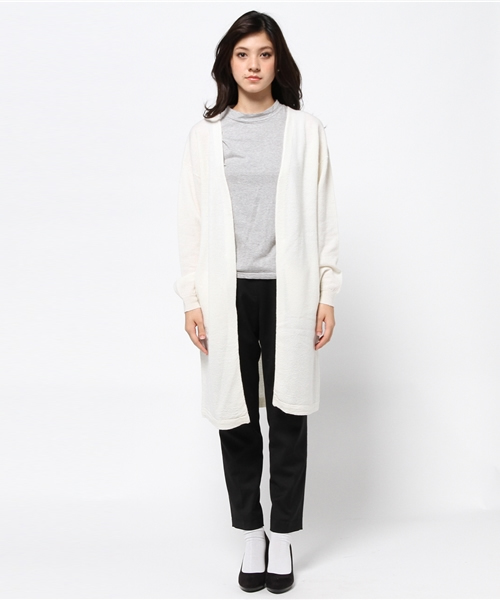 MOUSSY（マウジー）の「OVER-WASHED WOOL LONG KNIT CDK（カーディガン/ボレロ・レディース・ライトグリーン/オフホワイト/ネイビー/トップグレー・FREE）」の5枚目の写真