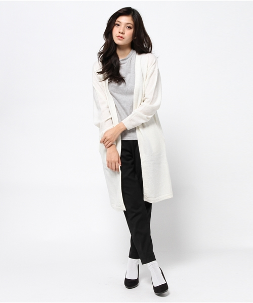 MOUSSY（マウジー）の「OVER-WASHED WOOL LONG KNIT CDK（カーディガン/ボレロ・レディース・ライトグリーン/オフホワイト/ネイビー/トップグレー・FREE）」の18枚目の写真
