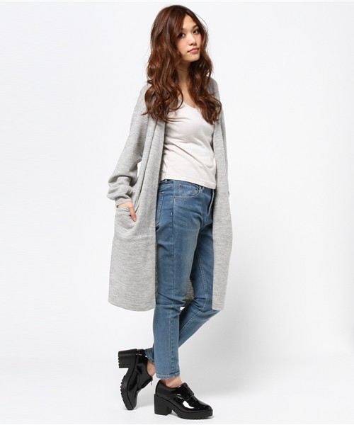 MOUSSY（マウジー）の「OVER-WASHED WOOL LONG KNIT CDK（カーディガン/ボレロ・レディース・ライトグリーン/オフホワイト/ネイビー/トップグレー・FREE）」の19枚目の写真
