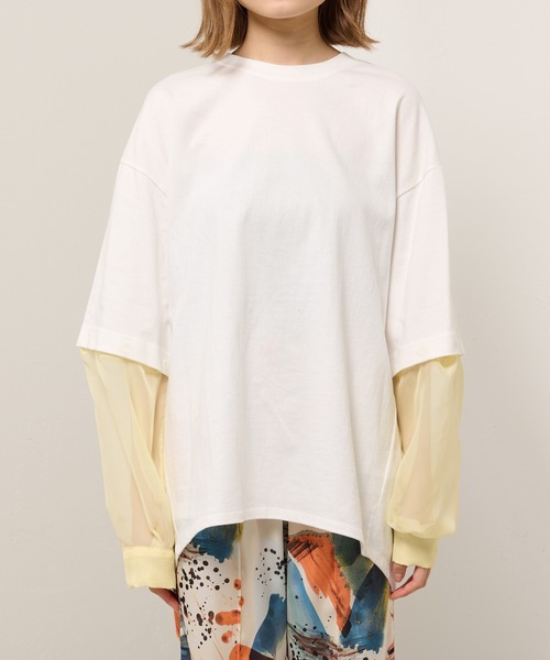 Lui's（ルイス）の「シアースリーブドッキング2WAYトップス（Tシャツ/カットソー・レディース・ホワイト/ブラック/レッド・FREE）」の11枚目の写真