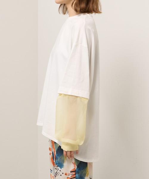 Lui's（ルイス）の「シアースリーブドッキング2WAYトップス（Tシャツ/カットソー・レディース・ホワイト/ブラック/レッド・FREE）」の12枚目の写真