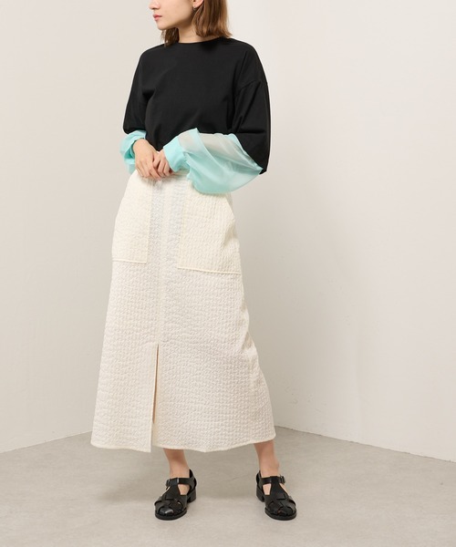 Lui's（ルイス）の「シアースリーブドッキング2WAYトップス（Tシャツ/カットソー・レディース・ホワイト/ブラック/レッド・FREE）」の7枚目の写真