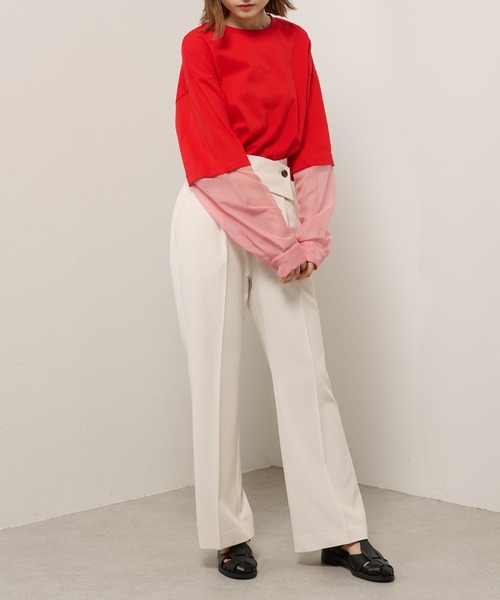 Lui's（ルイス）の「シアースリーブドッキング2WAYトップス（Tシャツ/カットソー・レディース・ホワイト/ブラック/レッド・FREE）」の9枚目の写真