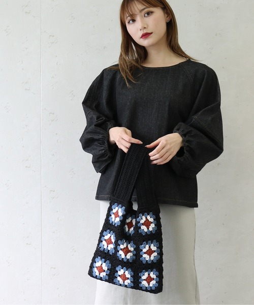 Per sist ence(パーシエンス)の「ライトオンスデニム ランタンスリーブブラウス(シャツ/ブラウス・レディース・ブルー/ブラック・FREE)」の5枚目の写真