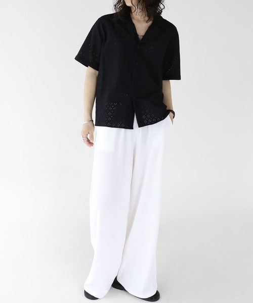 minsobi（ミンソビ）の「ワイドドレープパンツ（その他パンツ・メンズ・ホワイト/ブラック・FREE）」の4枚目の写真