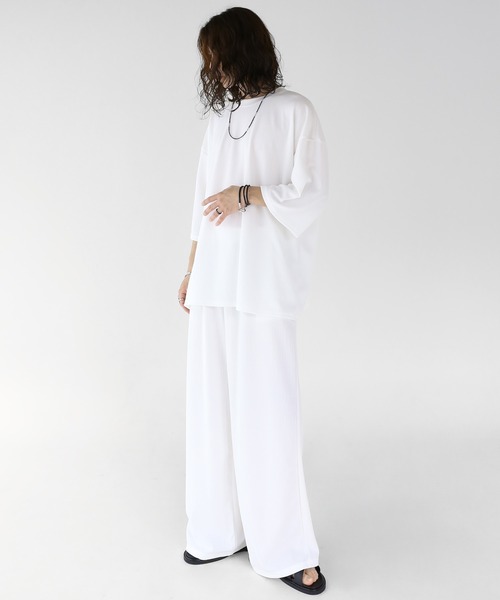 minsobi（ミンソビ）の「ワイドドレープパンツ（その他パンツ・メンズ・ホワイト/ブラック・FREE）」の3枚目の写真