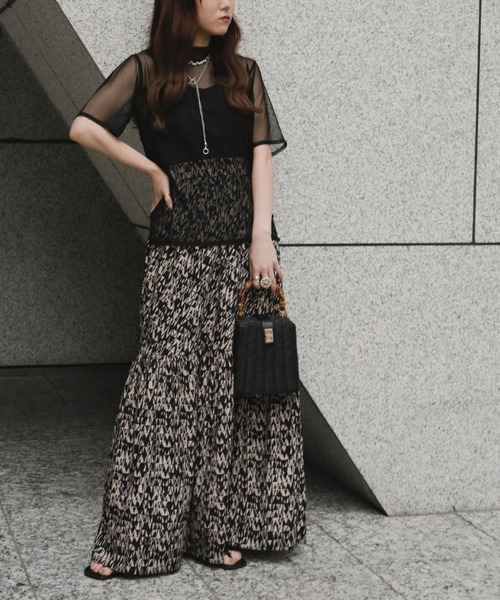 Ezick（エジック）の「【&g’aime】シアーメロートップス（Tシャツ/カットソー・レディース・ブラック/グリーン・FREE）」の8枚目の写真