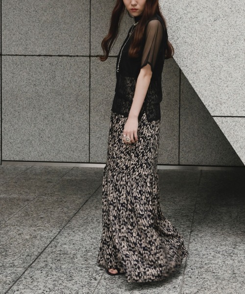 Ezick（エジック）の「【&g’aime】シアーメロートップス（Tシャツ/カットソー・レディース・ブラック/グリーン・FREE）」の14枚目の写真