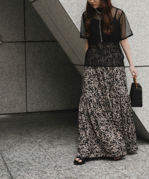 Ezick（エジック）の「【&g’aime】シアーメロートップス（Tシャツ/カットソー・レディース・ブラック/グリーン・FREE）」の11枚目の写真