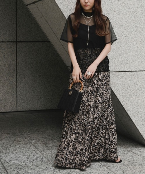 Ezick（エジック）の「【&g’aime】シアーメロートップス（Tシャツ/カットソー・レディース・ブラック/グリーン・FREE）」の21枚目の写真