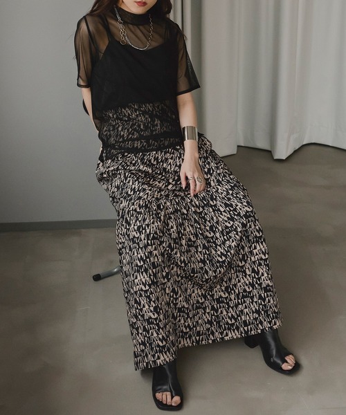 Ezick（エジック）の「【&g’aime】シアーメロートップス（Tシャツ/カットソー・レディース・ブラック/グリーン・FREE）」の19枚目の写真