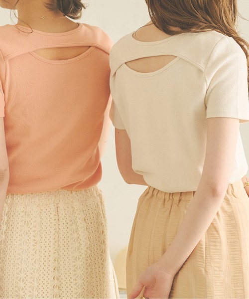 Ambre Neige(アンブルネージュ)の「2WAYカッティングトップス/WEB/EC限定商品(Tシャツ/カットソー・レディース・ブラック/アイボリー/ベビーピンク・FREE)」の9枚目の写真