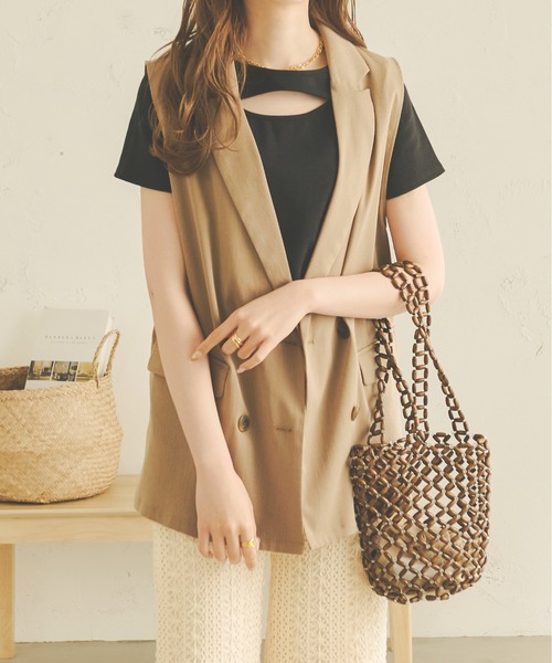 Ambre Neige(アンブルネージュ)の「2WAYカッティングトップス/WEB/EC限定商品(Tシャツ/カットソー・レディース・ブラック/アイボリー/ベビーピンク・FREE)」の17枚目の写真