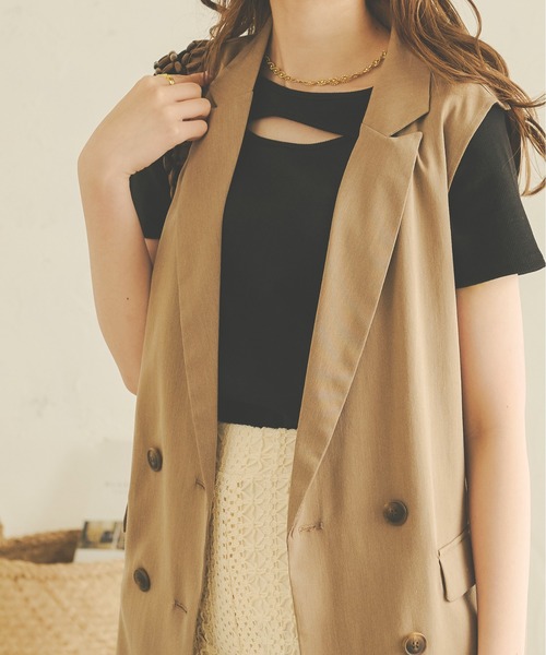 Ambre Neige(アンブルネージュ)の「2WAYカッティングトップス/WEB/EC限定商品(Tシャツ/カットソー・レディース・ブラック/アイボリー/ベビーピンク・FREE)」の11枚目の写真