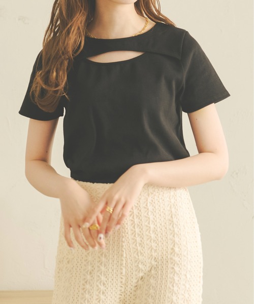 Ambre Neige(アンブルネージュ)の「2WAYカッティングトップス/WEB/EC限定商品(Tシャツ/カットソー・レディース・ブラック/アイボリー/ベビーピンク・FREE)」の12枚目の写真