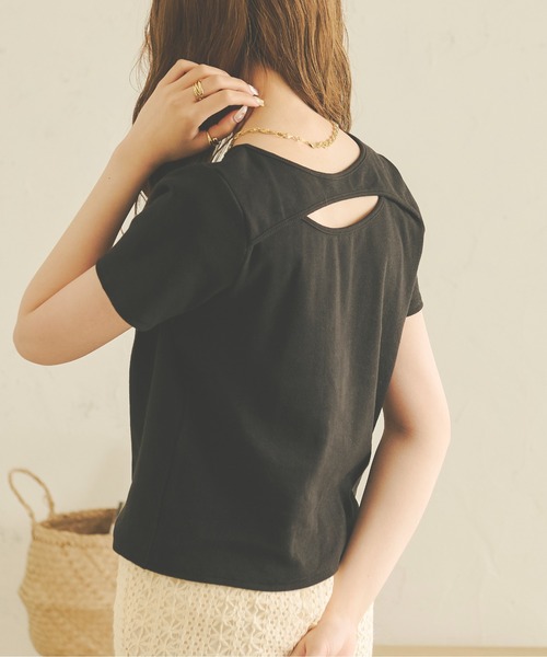 Ambre Neige(アンブルネージュ)の「2WAYカッティングトップス/WEB/EC限定商品(Tシャツ/カットソー・レディース・ブラック/アイボリー/ベビーピンク・FREE)」の10枚目の写真