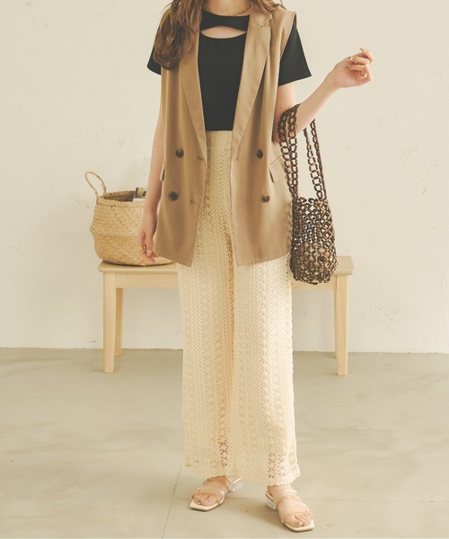 Ambre Neige(アンブルネージュ)の「2WAYカッティングトップス/WEB/EC限定商品(Tシャツ/カットソー・レディース・ブラック/アイボリー/ベビーピンク・FREE)」の16枚目の写真