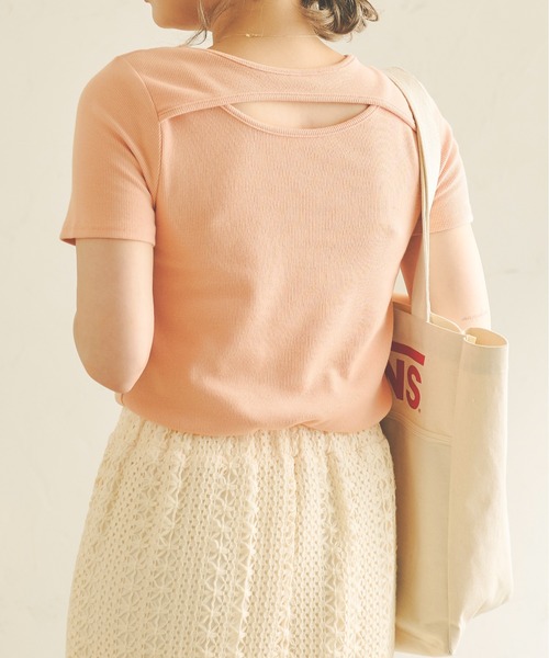 Ambre Neige(アンブルネージュ)の「2WAYカッティングトップス/WEB/EC限定商品(Tシャツ/カットソー・レディース・ブラック/アイボリー/ベビーピンク・FREE)」の14枚目の写真