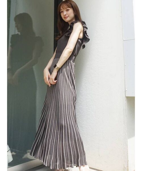 MERCURYDUO(マーキュリーデュオ)の「シアーニットセットアップ(ワンピース・レディース・チャコールグレー/ピンク/ベージュ・FREE)」の14枚目の写真