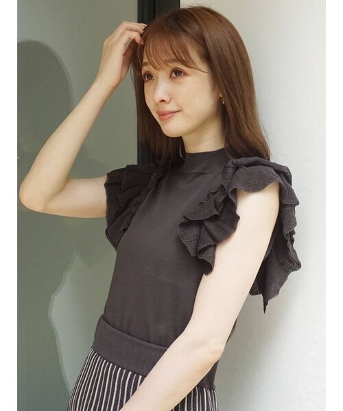 MERCURYDUO(マーキュリーデュオ)の「シアーニットセットアップ(ワンピース・レディース・チャコールグレー/ピンク/ベージュ・FREE)」の4枚目の写真