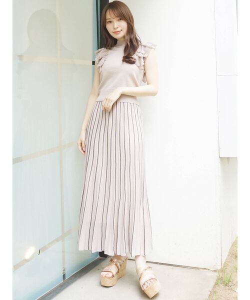 MERCURYDUO(マーキュリーデュオ)の「シアーニットセットアップ(ワンピース・レディース・チャコールグレー/ピンク/ベージュ・FREE)」の6枚目の写真