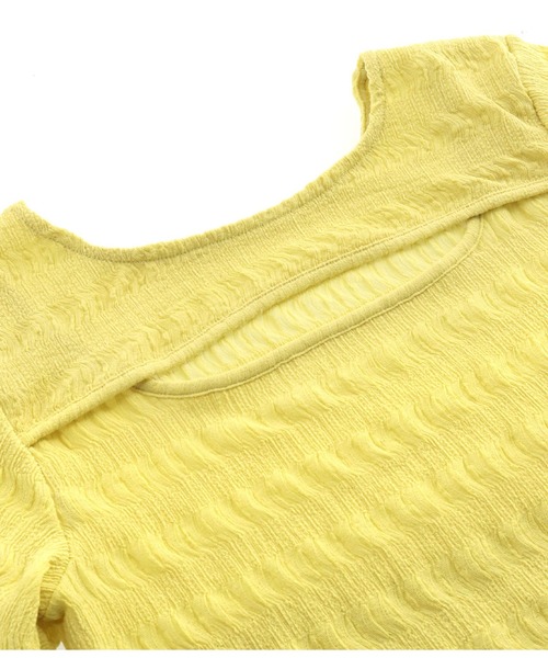Settimissimo(セッティミッシモ)の「シアーシャーリング2WAYデザイントップスカットソー(Tシャツ/カットソー・レディース・ブラック/ライム/アイボリー・FREE)」の13枚目の写真