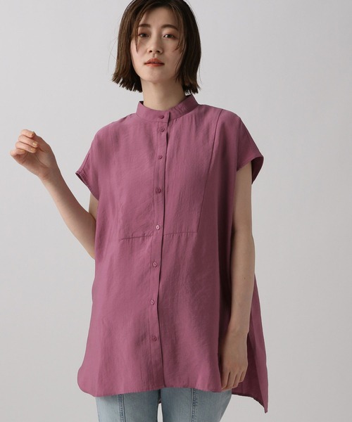 A part by（アパートバイ）の「ハイネックフレンチスリーブブラウス（シャツ/ブラウス・レディース・ブラック/オフホワイト/ピンク/ブルー系その他4・FREE）」の4枚目の写真